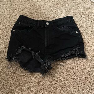 zara black jean shorts size 2